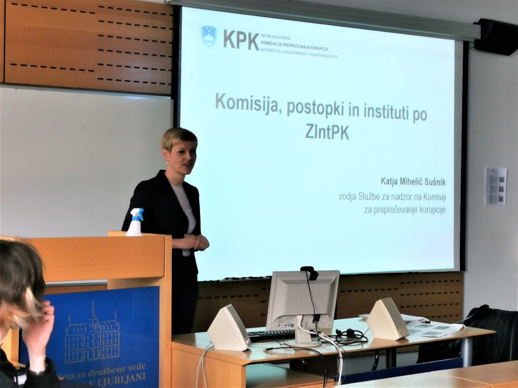 Katja Mihelič Sušnik med usposabljanjem na Fakulteti za družbene vede. Foto: FDV
